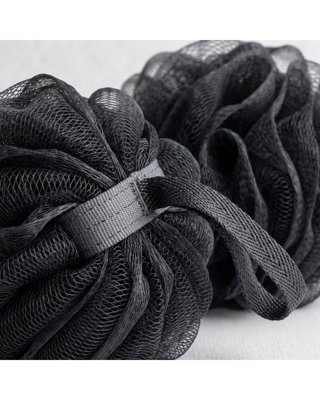 Tevoc Dense Mesh Shower Poufs Set of 2 Charcoal - Detail view