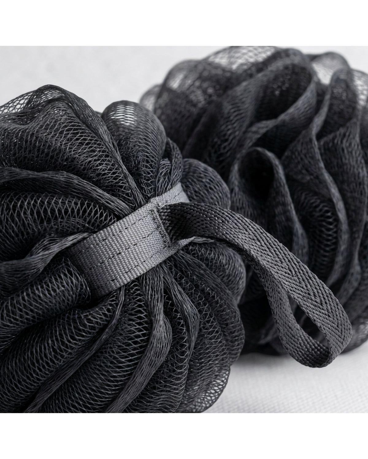 Tevoc Dense Mesh Shower Poufs Set of 2 Charcoal - Detail view