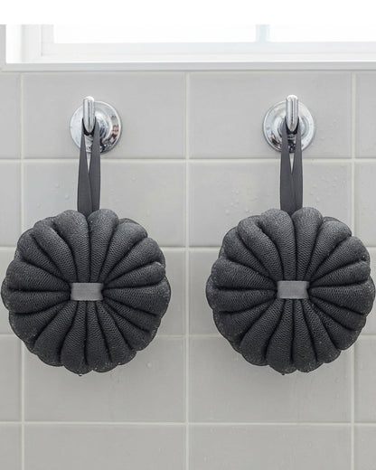 Tevoc Dense Mesh Shower Poufs Set of 2 Charcoal - Lifestyle view