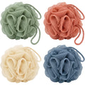 Tevoc Soft Mesh Bath Poufs Set of 4 Sage Coral Cream and Slate - Product view